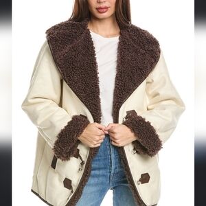 WEWOREWHAT Faux Suede Bonded Sherpa Toggle Jacket